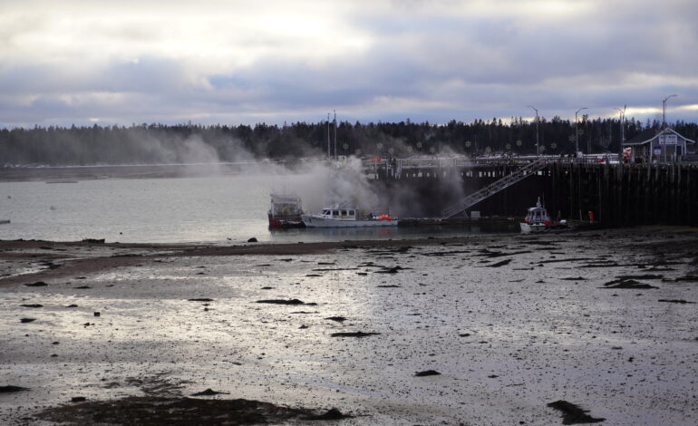 Fishing boat catches fire off Saint Andrews wharf